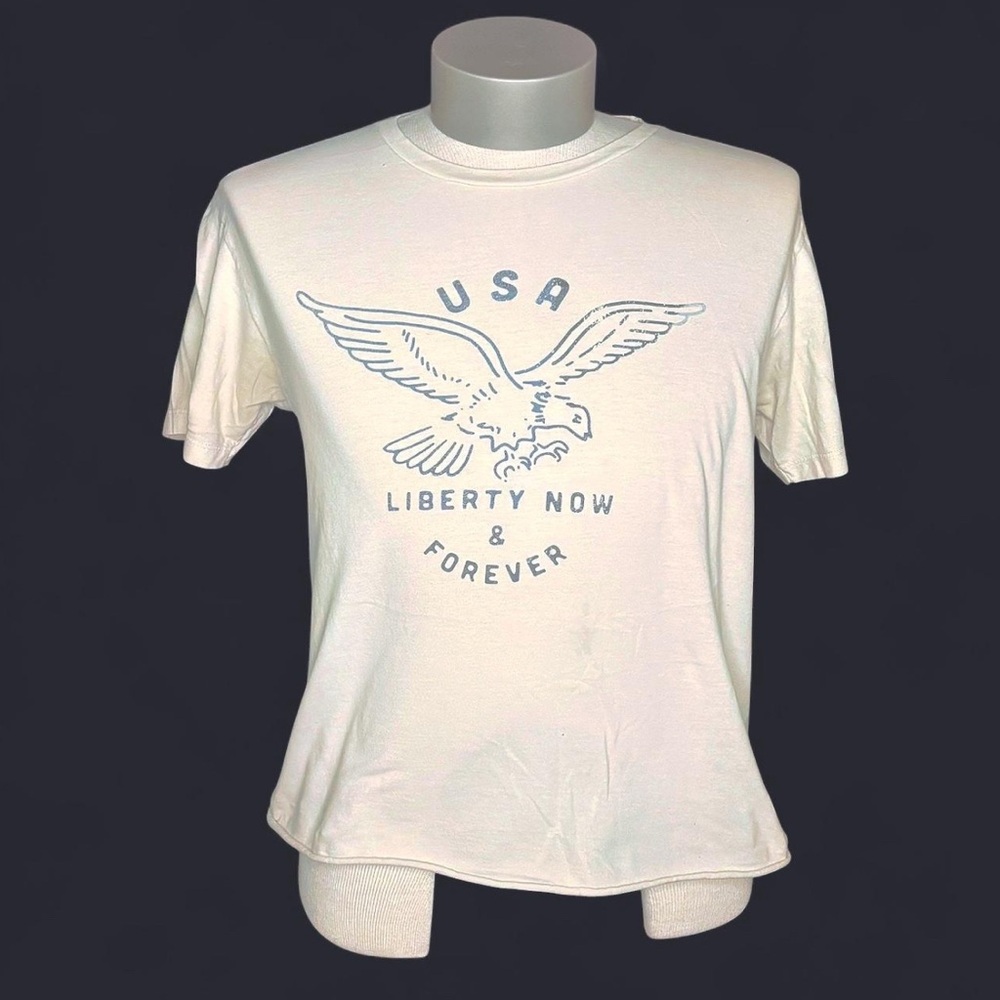 Sonoma Cropped White USA Eagle Graphic Tee